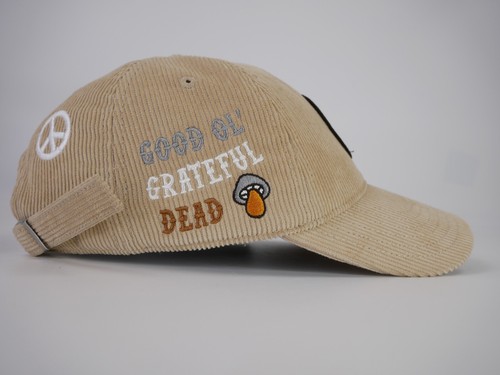 Grateful Dead Strapback Hat Corduroy Tan Brown Cream Stitched Deadhead SYF Cap - Picture 7 of 14