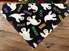 Halloween Dog Bandana OVER THE COLLAR Ghost Ghosts Slide on Scarf Bandanas BOO