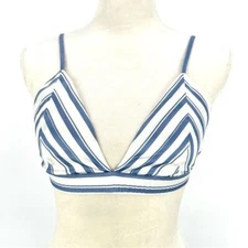 SER.O.YA | NWT S Small Iris Silk Bralette Striped Blue White Revolve