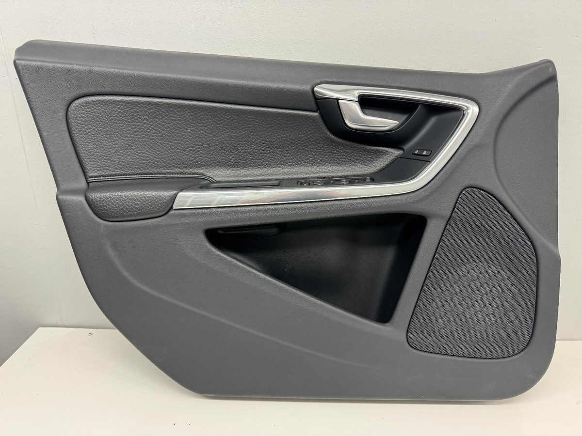 14-18 Volvo S60 Left Front Door Trim Panel Black Leather 39823447