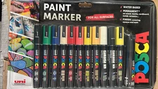 12 x Posca Paint Markers Blendable Assorted Water-Based Pigment Ink