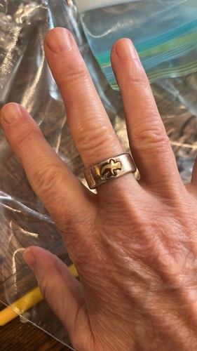 VINTAGE WJ WALDECK JOHNSON NATIVE AMERICAN DOVE RING, 14k, And 925 Sterling, Sz  - Picture 5 of 5