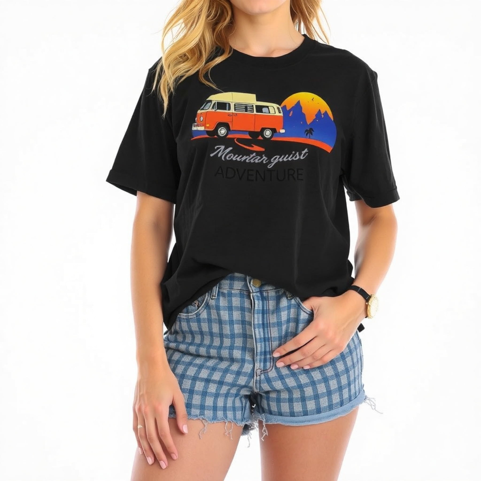 Mountar Guest Adventure T-Shirt - Cartoon & Desert Scene Graphic Tee