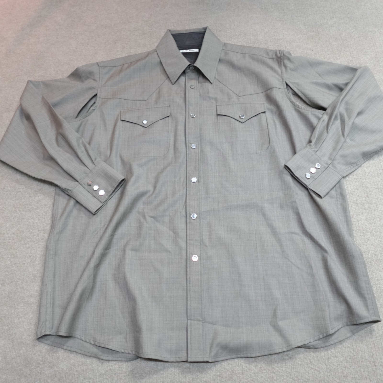 Our Legacy Shirt 2XL Gray Cut Ranch 100% Wool MOP Western Gender Neutral