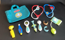 Fisher Price Toy Medical Kit Doctors Nurse Play Set in Teal Bag 11 Pieces