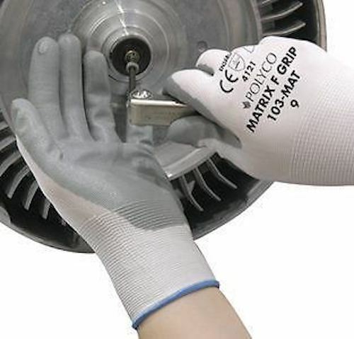 Polyco Gloves - Matrix F Grip Grey Nitrile Palm Nylon Builders Work Size 9 - #4A