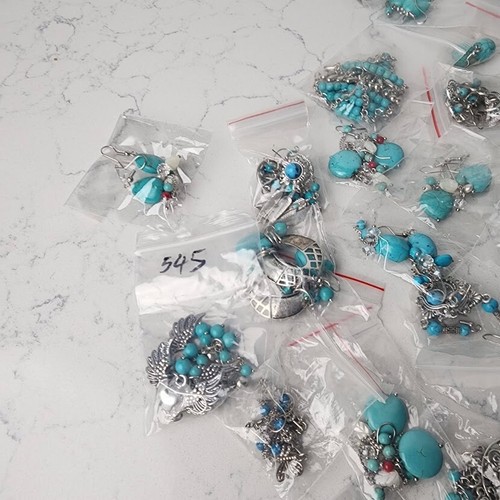 Lot of 60+ Silver Tone & Turquoise Earrings - Picture 9 of 9