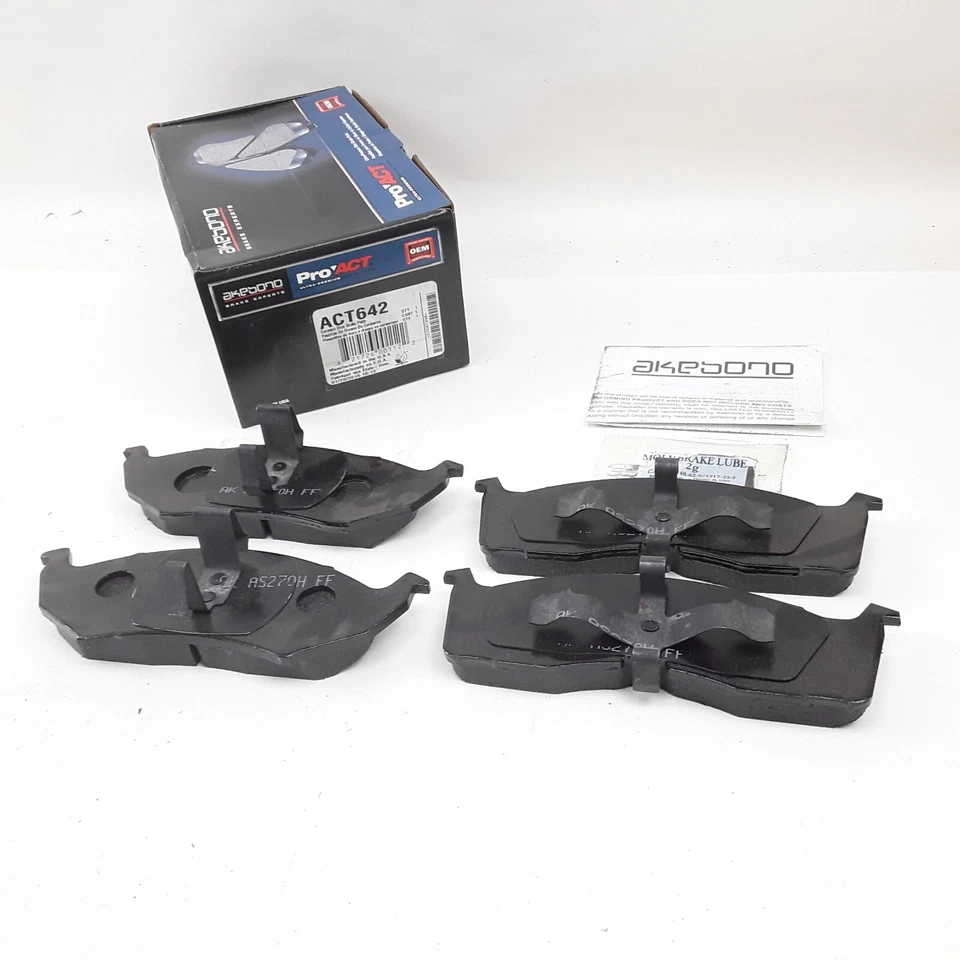 Pastilla de freno de disco delantera Akebono ACT642 para Dodge Eagle Plymouth Chrysler 1993-2000 Foto 3 de 4