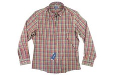 CLUB ROOM PLAID CHECK RED GREEN SMALL 14-14.5 SLIM STRETCH BUTTON FRONT SHIRT