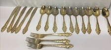 AZUMA Japan Stainless Steel Gold Forks Knives spoons Flatware Silverware Lot 18