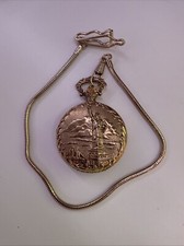 Gold Tone Pocket Watch Commemorative 1886-1986 Statue of Liberty Without Battery