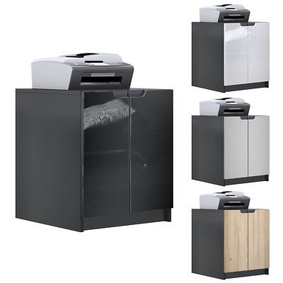 Druckerkommode Aktenschrank Kommode Logan in Schwarz matt, Hochglanz Naturtöne