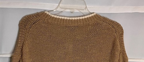 Suéter J Crew Beige Marrón Hombro Caído Mezcla de Algodón Tejido Cuello en V LS XXS ¡NUEVO CON ETIQUETAS! - Imagen 6 de 6