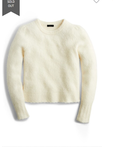 j crew puff sleeve fuzzy crewneck sweater