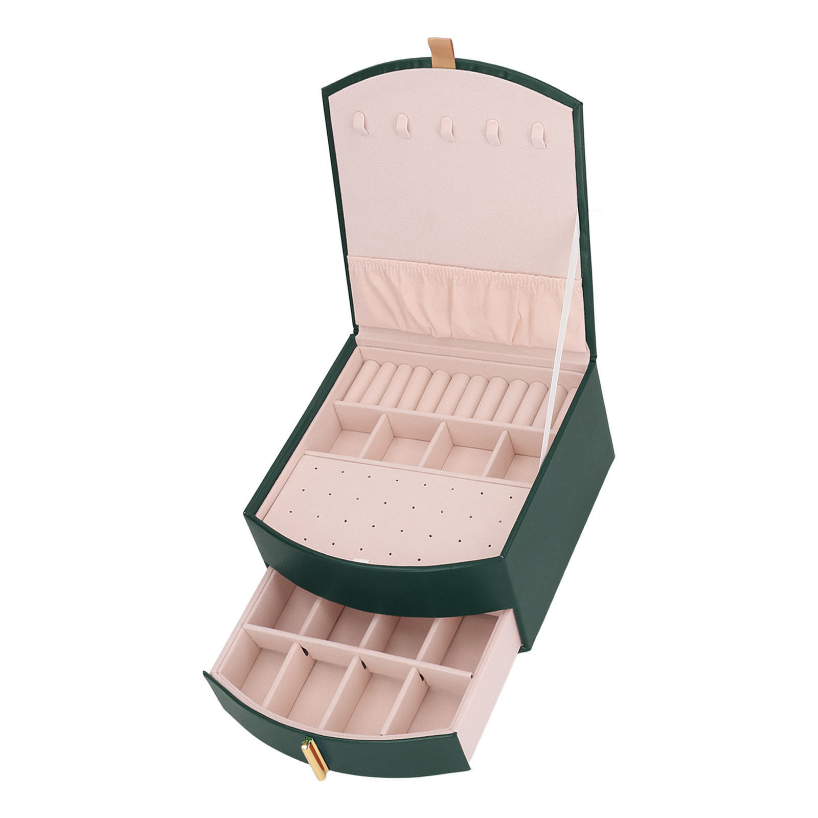 (Dark Green)Jewelry Box Jewelry Box Double Layer Multifunction High