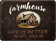 Rustic Farm Animals Metal Sign Chicken Pig Cow Vintage Style Wall Decor for Farm