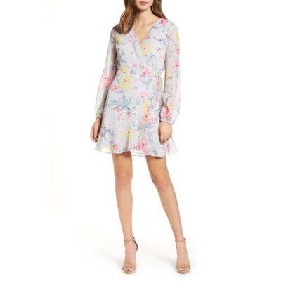 all in favor brittany wrap mini dress