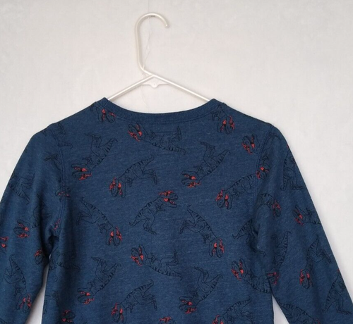 Osh Kosh B'gosh Boys Sweatshirt 10 Navy Blue Dinosaurs Crewneck Dinos T-Rec - Picture 5 of 24