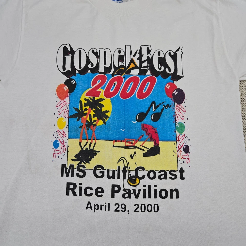 Vintage Gospel Fest 2000 Shirt Kids Youth Medium White Jesus Tee Mississippi - Image 3 of 4