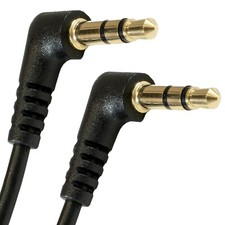 DUAL RIGHT ANGLE 3.5mm Jack AUX Cable 90 Degree Stereo Audio Lead GOLD 1m - 10m