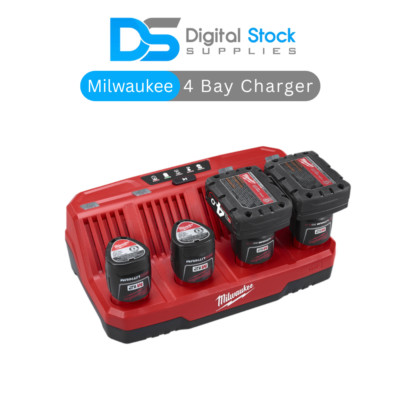 Milwaukee M12C4 M12 4 Bay Multi Ladegerät kompatibel mit Lithium-Ionen Akkus -