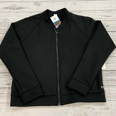 GAP Fit Black Zip Up Sweater Jacket Women Size L NEW Breathable Wicking