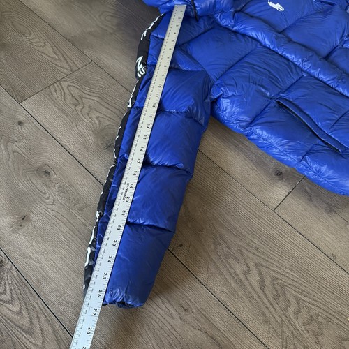 POLO RALPH LAUREN BIG PONY Womens SPELL-OUT LOGO DOWN PUFFER HOODIE JACKET SMALL - Picture 5 of 22