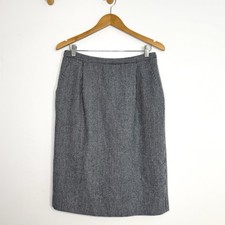 Pendleton Vintage Virgin Wool Classic Black White Houndstooth Straight Skirt 12