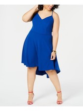 B DARLIN Womens Hi-Lo Tea-Length Dress Blue Spaghetti Strap Juniors 34