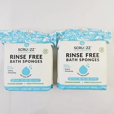 Lot of 2 Scrubzz Rinse Free Bath Sponges 25 Packs Lather Scrub Towel Dry New