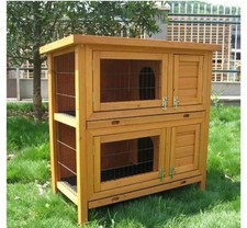 Large Rabbit Hutch Small Animal House Pet Cage with Roofs Wood vidaXL