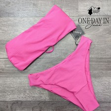 Zaful Bandeau Ribbed Tie Back Bikini Swimsuit Size M