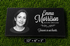 Custom Black Granite Memorial Headstone Flat Grave Marker Personalized