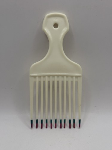 Pettine sollevatore vintage Color Dip HAIR PICK bianco 6” retrò anni 80 brevetto USA 4345608 - Foto 9 di 13