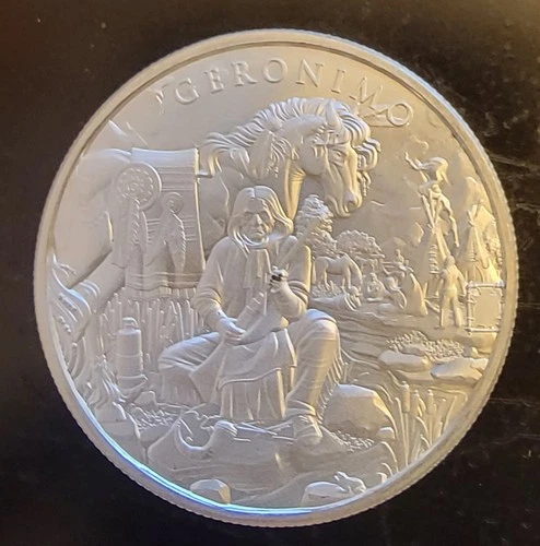 Geronimo Legendary Warrior Series Vtg Rare Bullion-0.999 Silver 1 Oz Art Coin