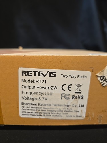 RETCVIS 2 Way Radio 2 Walkie Talkie Set RT21 - BRAND NEW - OPEN BOX - Zdjęcie 2 z 4