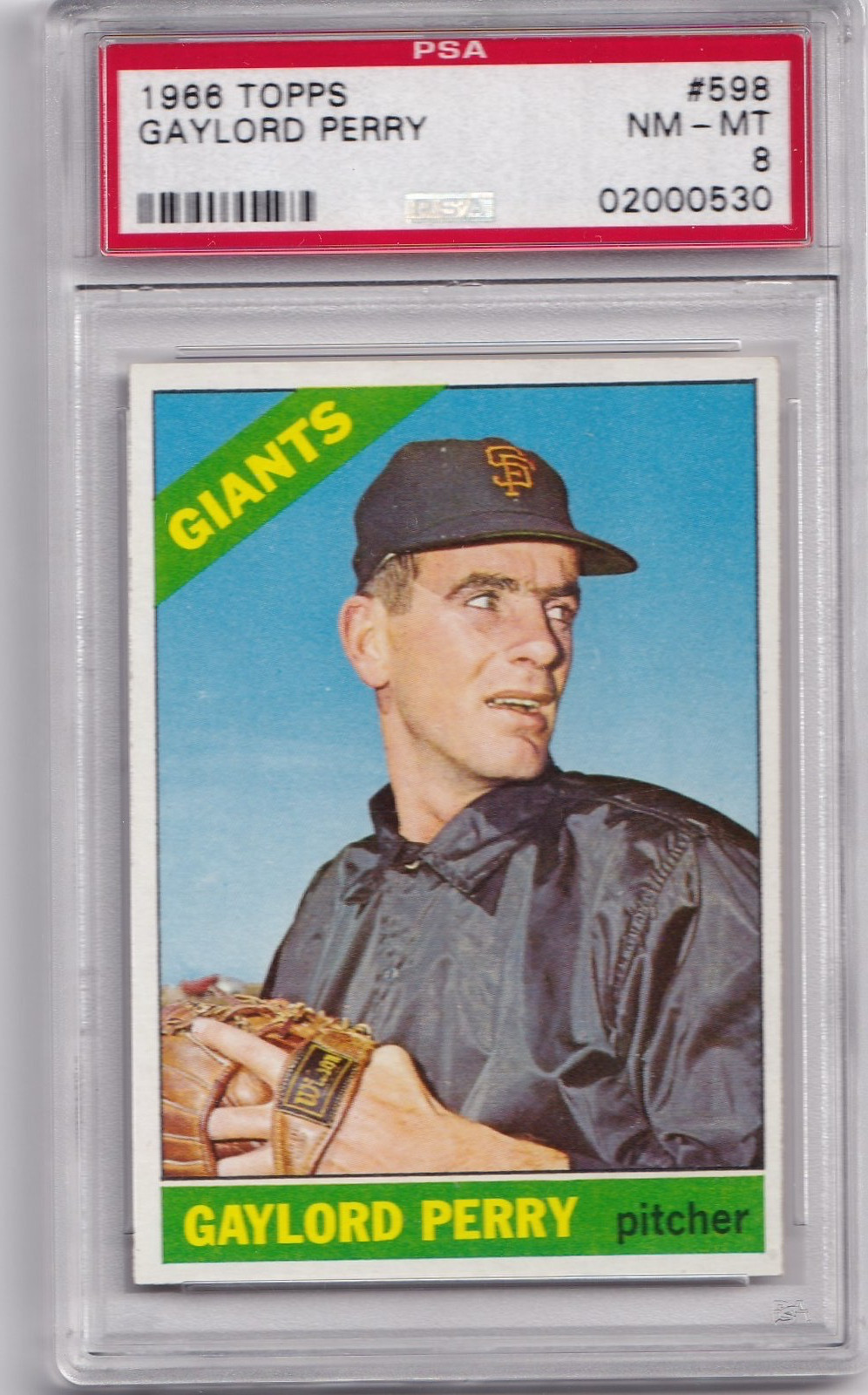 1966 Topps Baseball, 598 Gaylord Perry, PSA 8, PSA High Number set break