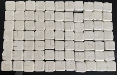 Lot of 77 Original Apple 12W USB Power Adapter Wall Charger Cube White Used