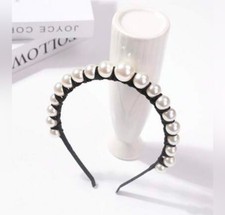 Black Knotted Faux Pearl Headband BNIB