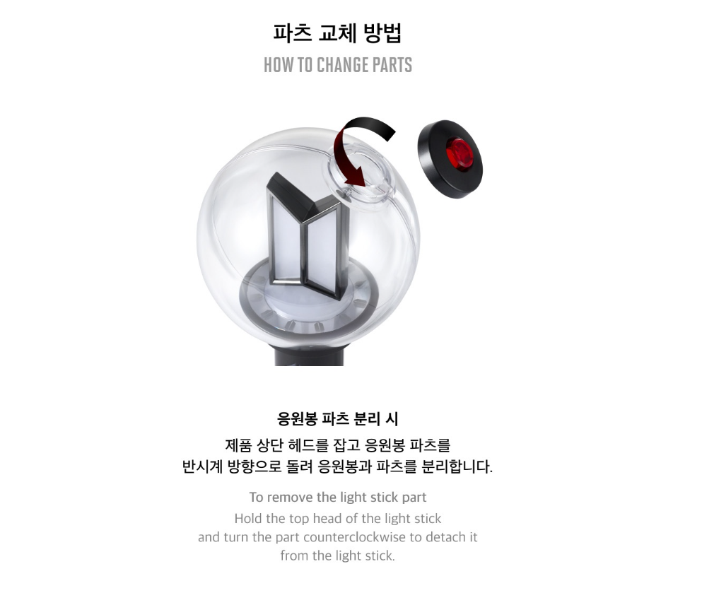 BTS OFFICIAL LIGHT STICK VER.4 PARTS BTS Ver | eBay