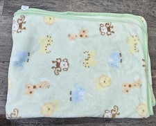 Gerber fleece green soft baby blanket lovey monkey giraffe Safari