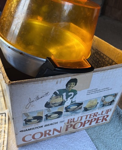 VTG 70’s Hamilton Beach Joe Namath Butter Up Popcorn Machine 507 w/org Box WORKS