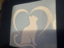 Cat silhouette With Heart Vinyl Decal