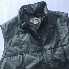 Vintage LL Bean Puffer Vest Long Large Green Outdoor Hiking Gorp Lightweight