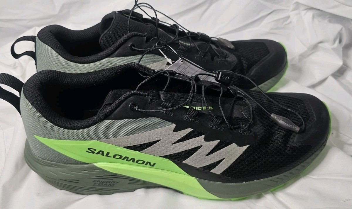 Salomon Sense Ride 5 GTX Trail Shoes Black Green Gecko Mens Salomon Sense Ride 5 GTX Trail Shoes Black Green Gecko Mens