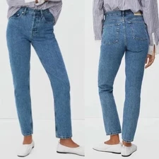Everlane High Waist Straight Jean - Medium Blue Wash | Size 28