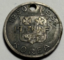 Army 17th Infantry 1950 1954 Korea Token Challenge Coin Buffalo Bill Authentic