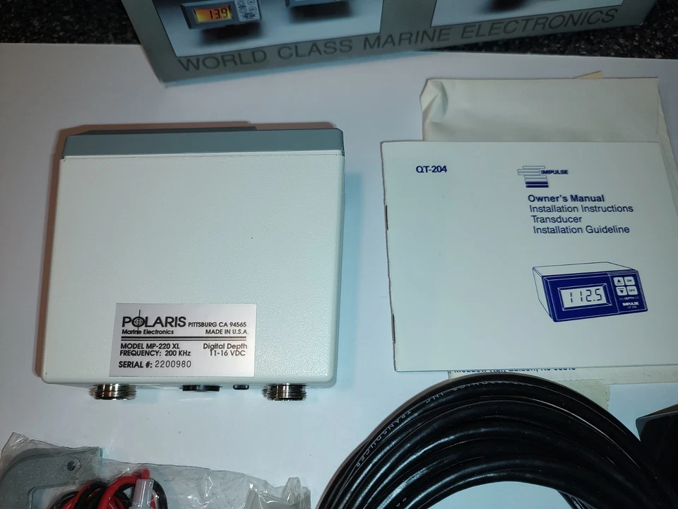 Polaris MP220XL Digital Depth Sounder + Speed + Temps Transducer & Mount NOS - Image 2 of 4