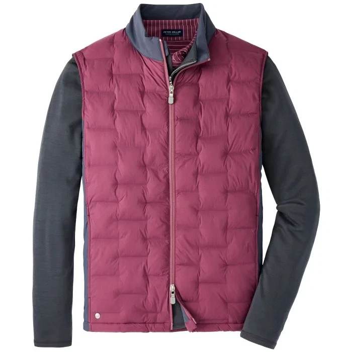 Peter Millar XL Blaze Vest Merlot Wine Grey Insulated Puffer Full Zip $275
