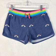 Mini Boden Shorts Girls Sz 10 Rainbow Print Navy Sweat Shorts Elastic Waist